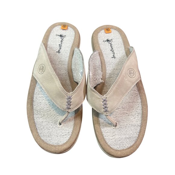 Timberland Womens 11M Smartwool Flip Flops Sandals Genuine Leather Upper - Picture 1 of 5